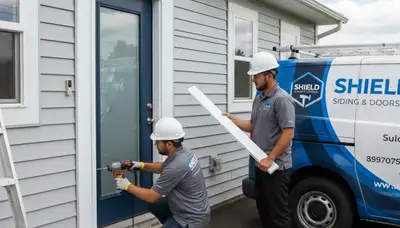Door repair and vinyl siding contractors in Salt Lake City, UT fixing warped frames and weather damage