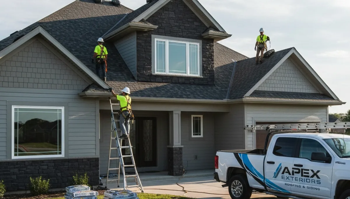 Roof installation experts working on residential home in Salt Lake City UT with durable vinyl siding
