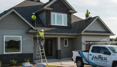 Roof installation experts working on residential home in Salt Lake City UT with durable vinyl siding