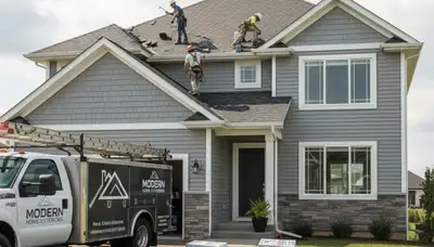 Vinyl siding contractors working on home exterior in Salt Lake City, UT