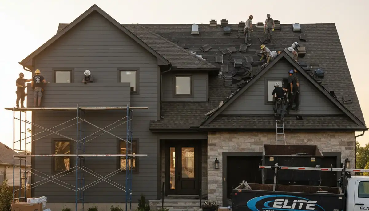 Vinyl siding contractors installing new roof and siding in Salt Lake City, UT home exterior