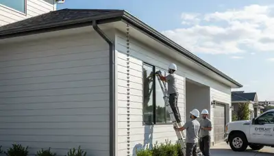 Seamless gutter installation on vinyl siding home in Salt Lake City UT by Next Level Exteriors