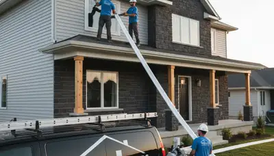 Seamless gutter installation on Salt Lake City home by Next Level Exteriors siding contractors