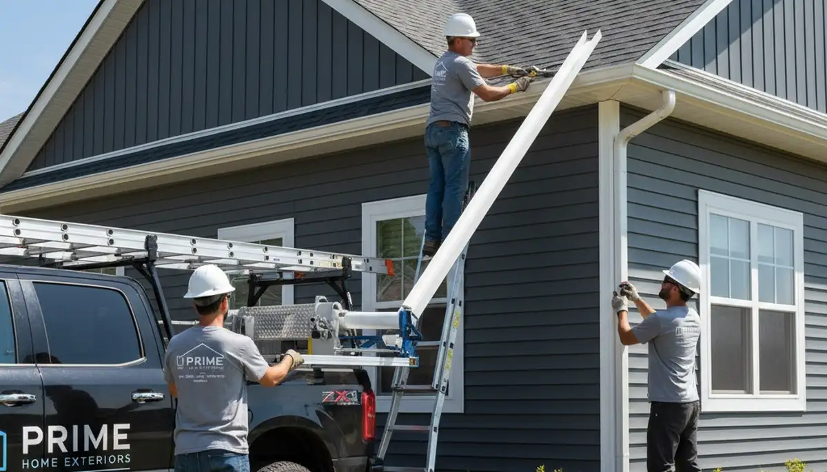 Seamless aluminum gutters installed on vinyl siding home in Salt Lake City, UT